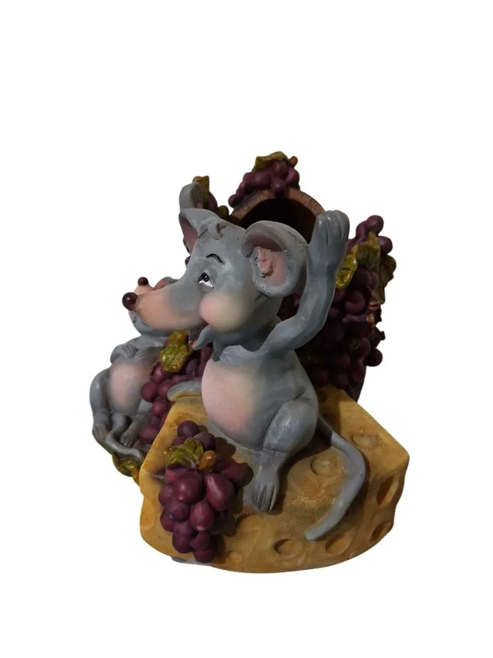 Drunken Happy Full Mice Wine Bottle Holder Figurine